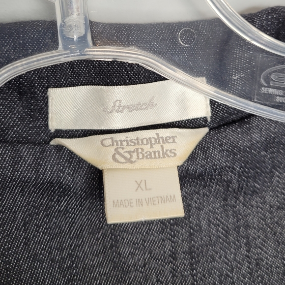 Christopher & Banks Denim Jacket lined with pleated back 3 quarter sleeves XL - Picture 5 of 12